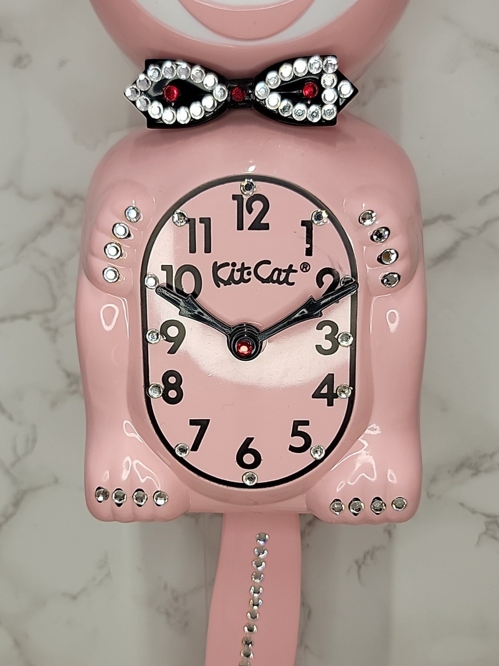 Super Rare Vintage Light Pink Jeweled Kit-Cat Klock - Picture 3 of 9